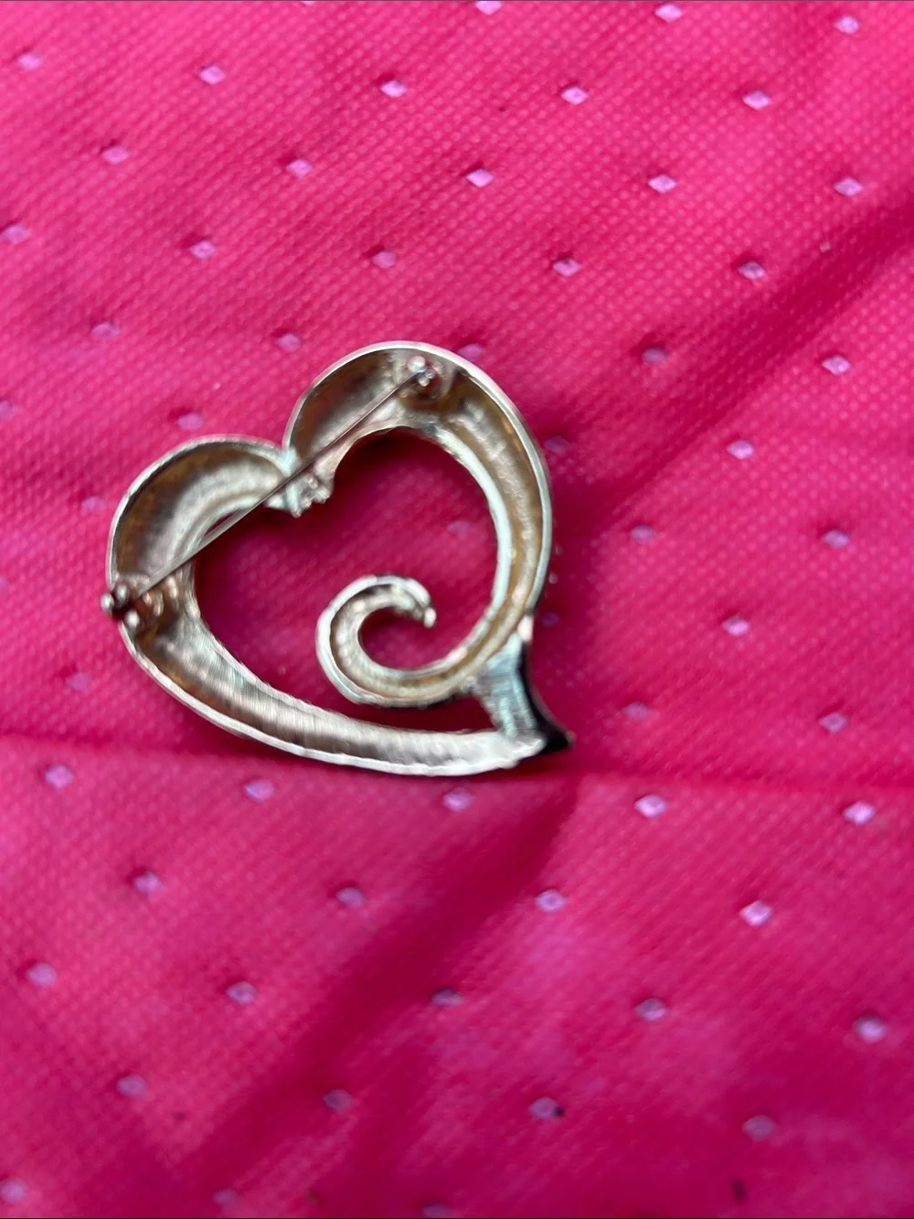 Gold-Tone Heart Brooch with Clear Crystal Pavé - Women Jewelry